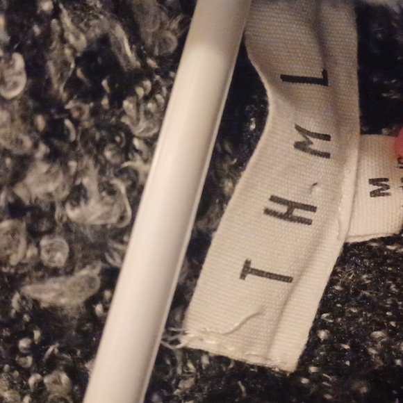 THML Gray Black Cowl Neck Drawstring Wool Blend Sweater - Picture 2 of 9